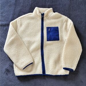 Old Navy white sherpa lines zip up sweater